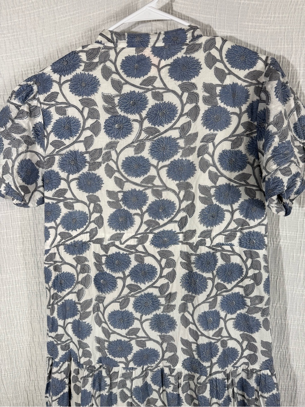 Victoria Dunn Blue Floral Block Print Cotton Midi Dress Made in India | M - Picture 14 of 14